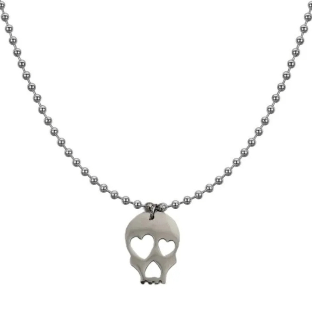 Silver Skull Pendant Necklace